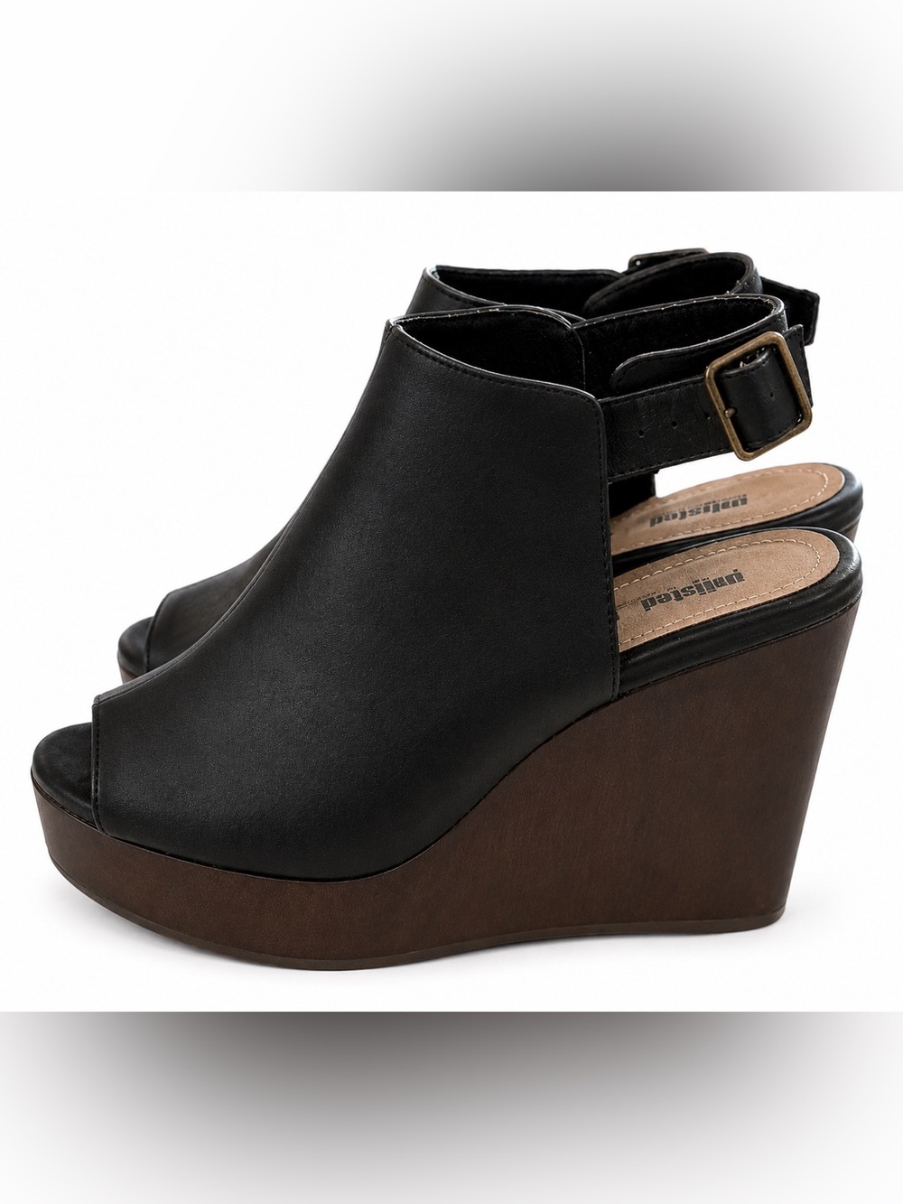 Unlisted Black Open-Toe Platform Ankle-Heels